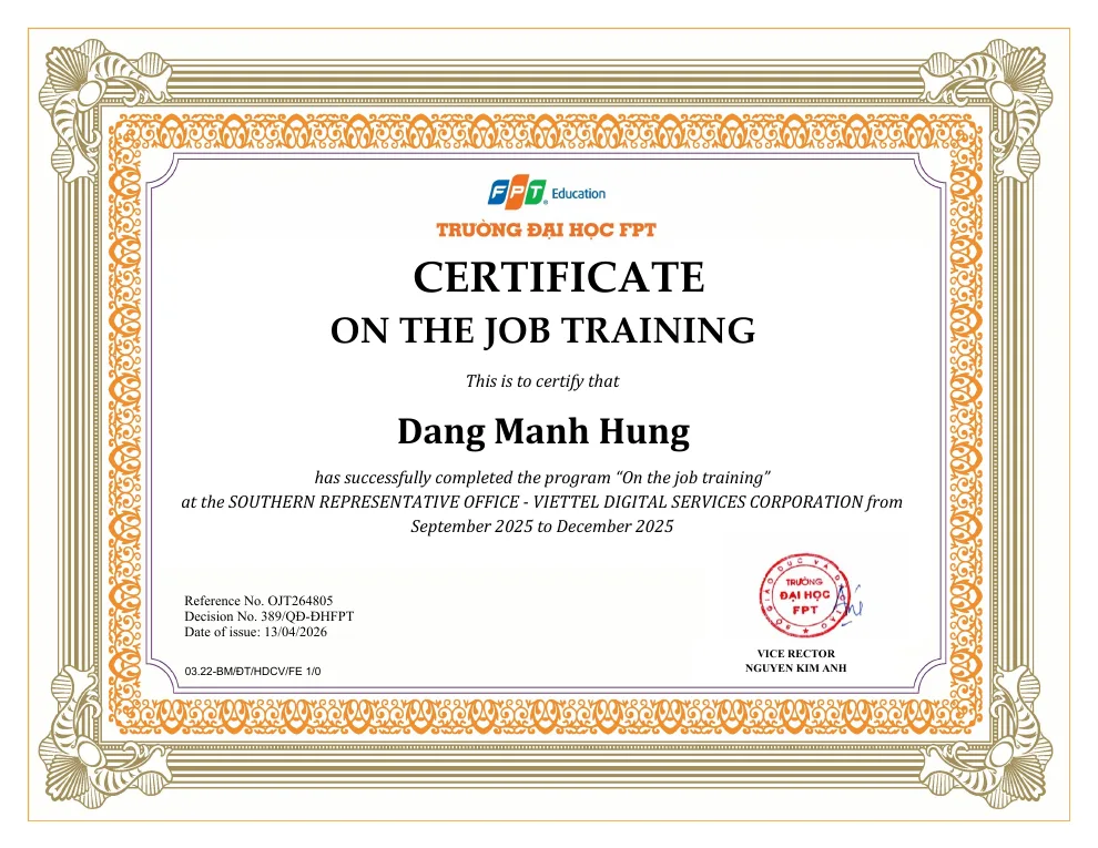 Viettel training certificate