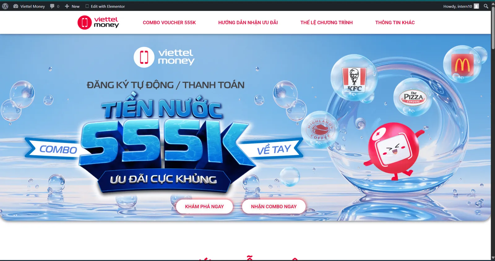 Viettel Money landing page